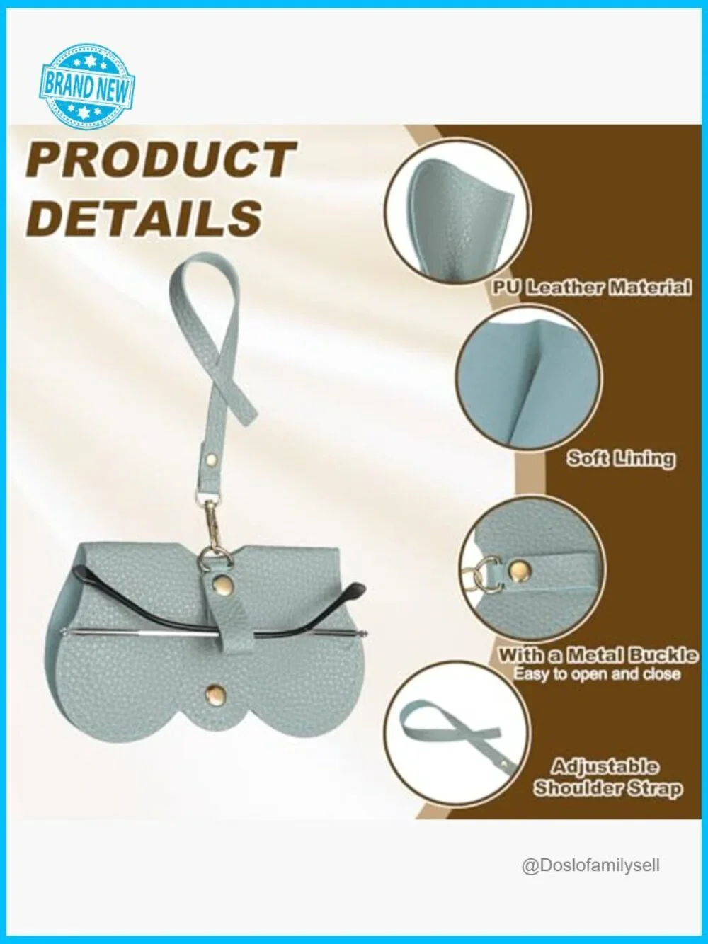 PU Leather Glasses Case Portable Wrist Strap Minimal Travel Accessory Holder